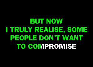 BUT NOW
I TRULY REALISE, SOME
PEOPLE DONT WANT
TO COMPROMISE