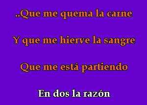 ..Que me quema 1a catne
Y que me hierve 1a sangre
Que me estzi paxtiendo

En dos 1a Iazfm
