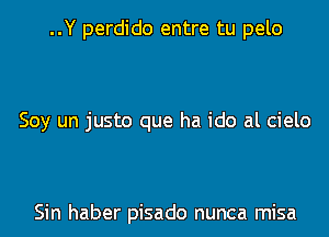 ..Y perdido entre tu pelo

Soy un justo que ha ido al cielo

Sin haber pisado nunca misa