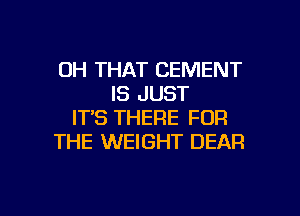 DH THAT CEMENT
IS JUST
IT'S THERE FOR
THE WEIGHT DEAR

g