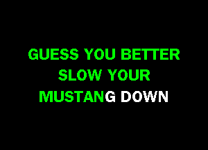 GUESS YOU BE'ITER

SLOW YOUR
MUSTANG DOWN