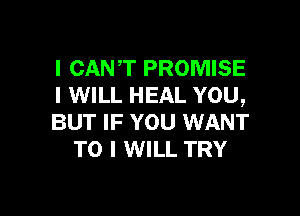 I CANT PROMISE
I WILL HEAL YOU,

BUT IF YOU WANT
TO I WILL TRY