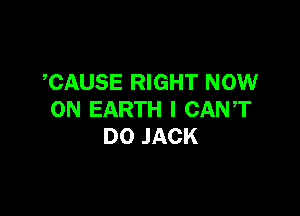 CAUSE RIGHT NOW

ON EARTH I CANT
D0 JACK