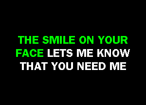 THE SMILE ON YOUR
FACE LETS ME KNOW
THAT YOU NEED ME