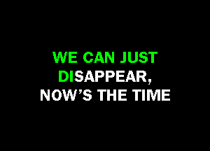 WE CAN JUST

DISAPPEAR,
NOW? THE TIME