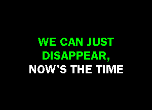 WE CAN JUST

DISAPPEAR,
NOW? THE TIME