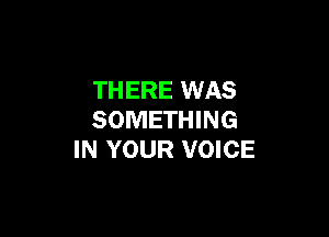 THERE WAS

SOMETHING
IN YOUR VOICE