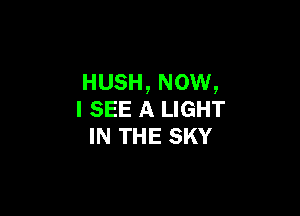 HUSH, NOW,

I SEE A LIGHT
IN THE SKY