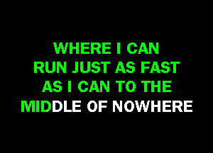 WHERE I CAN
RUN JUST AS FAST
AS I CAN TO THE

MIDDLE 0F NOWHERE