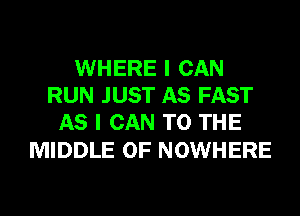 WHERE I CAN
RUN JUST AS FAST
AS I CAN TO THE

MIDDLE 0F NOWHERE