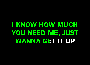 I KNOW HOW MUCH

YOU NEED ME, JUST
WANNA GET IT UP