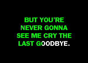 BUT YOURE
NEVER GONNA

SEE ME CRY THE
LAST GOODBYE.