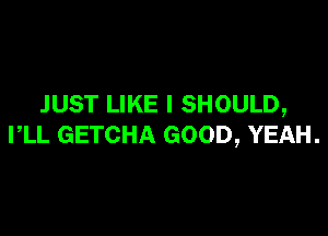 JUST LIKE I SHOULD,

PLL GETCHA GOOD, YEAH.