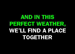 AND IN THIS
PERFECT WEATHER,
WELL FIND A PLACE

TOGETHER