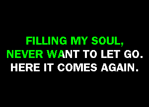 FILLING MY SOUL,
NEVER WANT TO LET GO.
HERE IT COMES AGAIN.