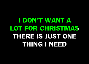 I DONT WANT A
LOT FOR CHRISTMAS
THERE IS JUST ONE
THING I NEED