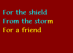 For the shield
From the storm

For a friend