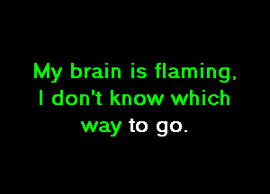 My brain is flaming,

I don't know which
way to go.