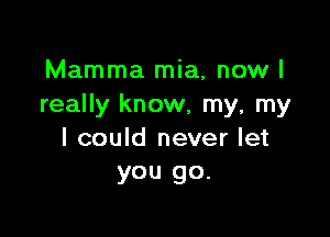 Mamma mia, now I
really know, my, my

I could never let
you go.