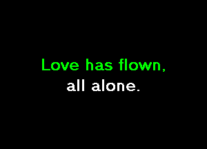 Love has flown,

all alone.