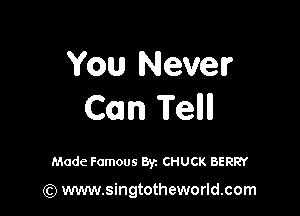 You Never
Com Tenll

Made Famous Byz CHUCK BERRY

(Q www.singtotheworld.com