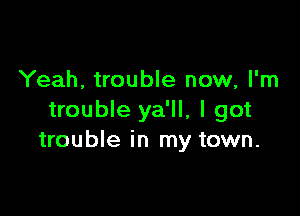 Yeah, trouble now, I'm

trouble ya'll, I got
trouble in my town.