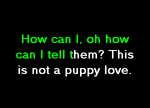 How can I, oh how

can I tell them? This
is not a puppy love.