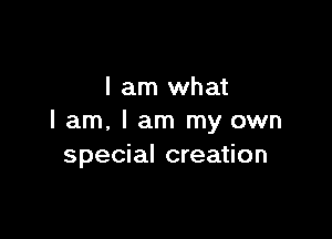 I am what

I am, I am my own
special creation