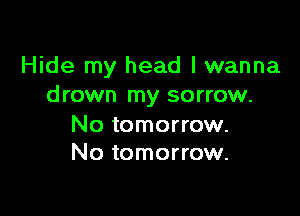 Hide my head I wanna
drown my sorrow.

No tomorrow.
No tomorrow.