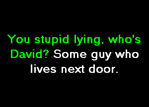 You stupid lying, who's

David? Some guy who
lives next door.