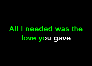 All I needed was the

love you gave