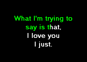 What I'm trying to
say is that,

I love you
I just.