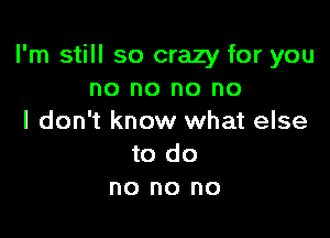 I'm still so crazy for you
no no no no

I don't know what else
to do
no no no