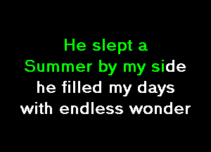 He slept a
Summer by my side

he filled my days
with endless wonder