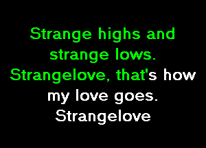 Strange highs and
strange lows.

Strangelove, that's how
my love goes.
Strangelove