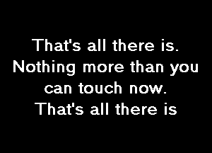 That's all there is.
Nothing more than you

can touch now.
That's all there is