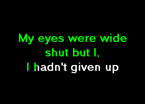 My eyes were wide

shut but I,
I hadn't given up