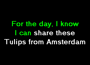 For the day, I know

I can share these
Tulips from Amsterdam