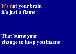 It's not your brain
it's just a flame

That bums your
change to keep you insane