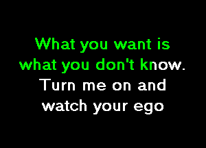 What you want is
what you don't know.

Turn me on and
watch your ego