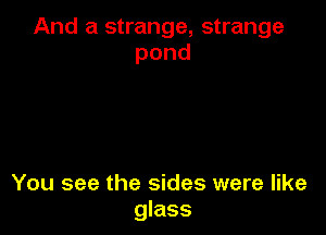 And a strange, strange
pond

You see the sides were like
glass