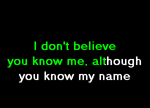 I don't believe

you know me, although
you know my name