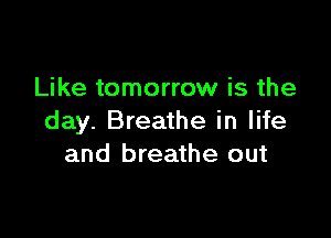 Like tomorrow is the

day. Breathe in life
and breathe out