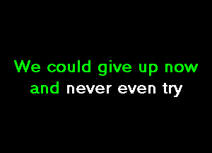 We could give up now

and never even try