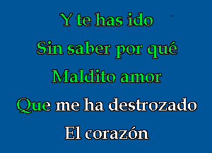 Y te has ido
Sin saber por qu(e
Maldito amor
Que me ha destrozado

E1 corazc'm