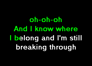 oh-oh-oh
And I know where

I belong and I'm still
breaking through