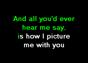 And all you'd ever
hear me say,

is how I picture
me with you