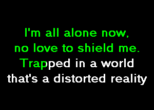 I'm all alone now,
no love to shield me.
Trapped in a world
that's a distorted reality