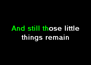 And still those little

things remain