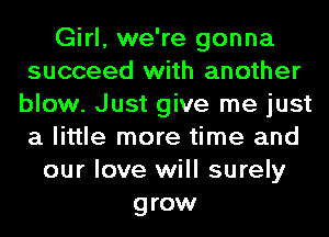 Girl, we're gonna
succeed with another
blow. Just give me just
a little more time and
our love will surely
grow